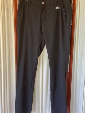 Adidas Golf Pants Mens 34x32 Black Straight Leg Lightweight Flat Front